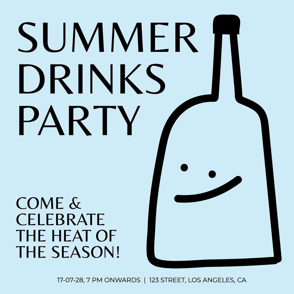 Summer drinks party Facebook post template