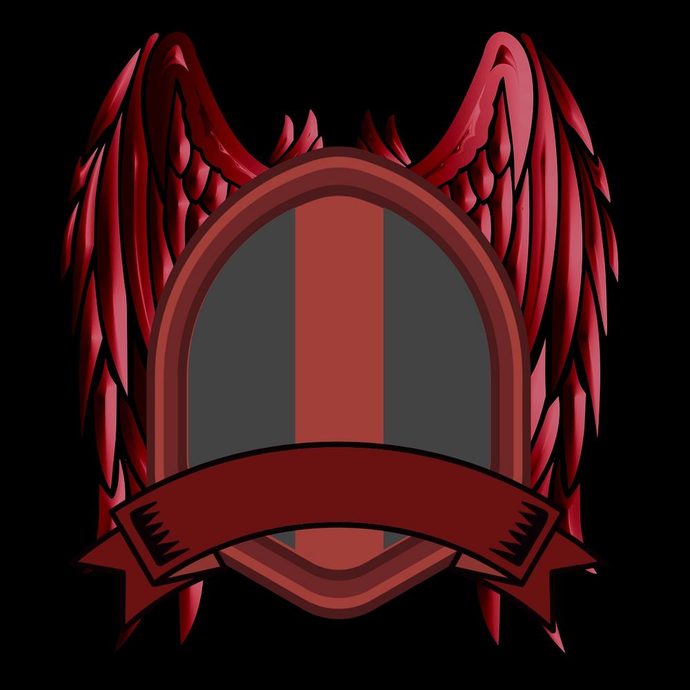 Red winged crest badge