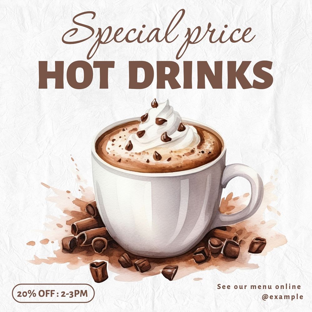 Hot drinks sale Instagram post template