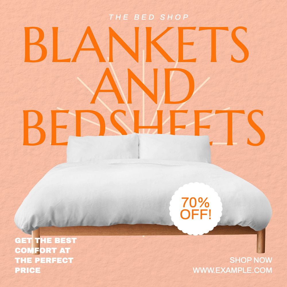 Blankets bedsheets sale Instagram post template