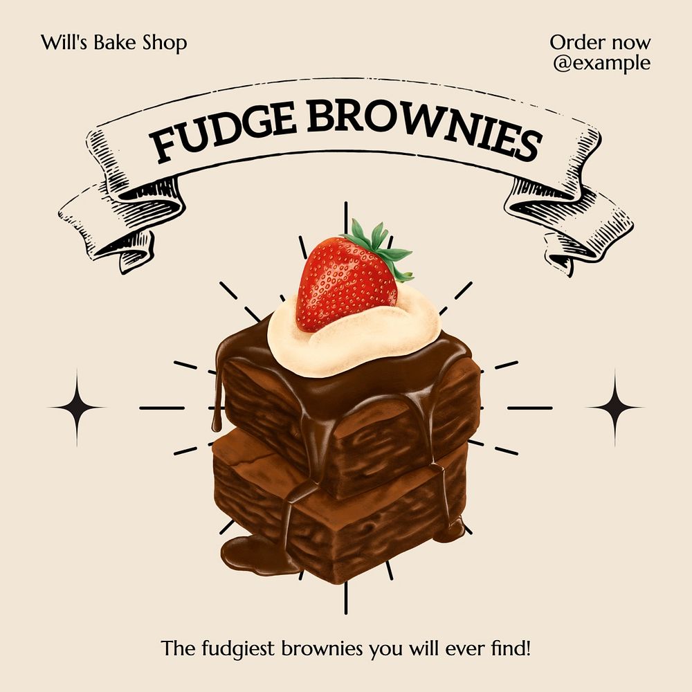 Fudge brownies Instagram post template