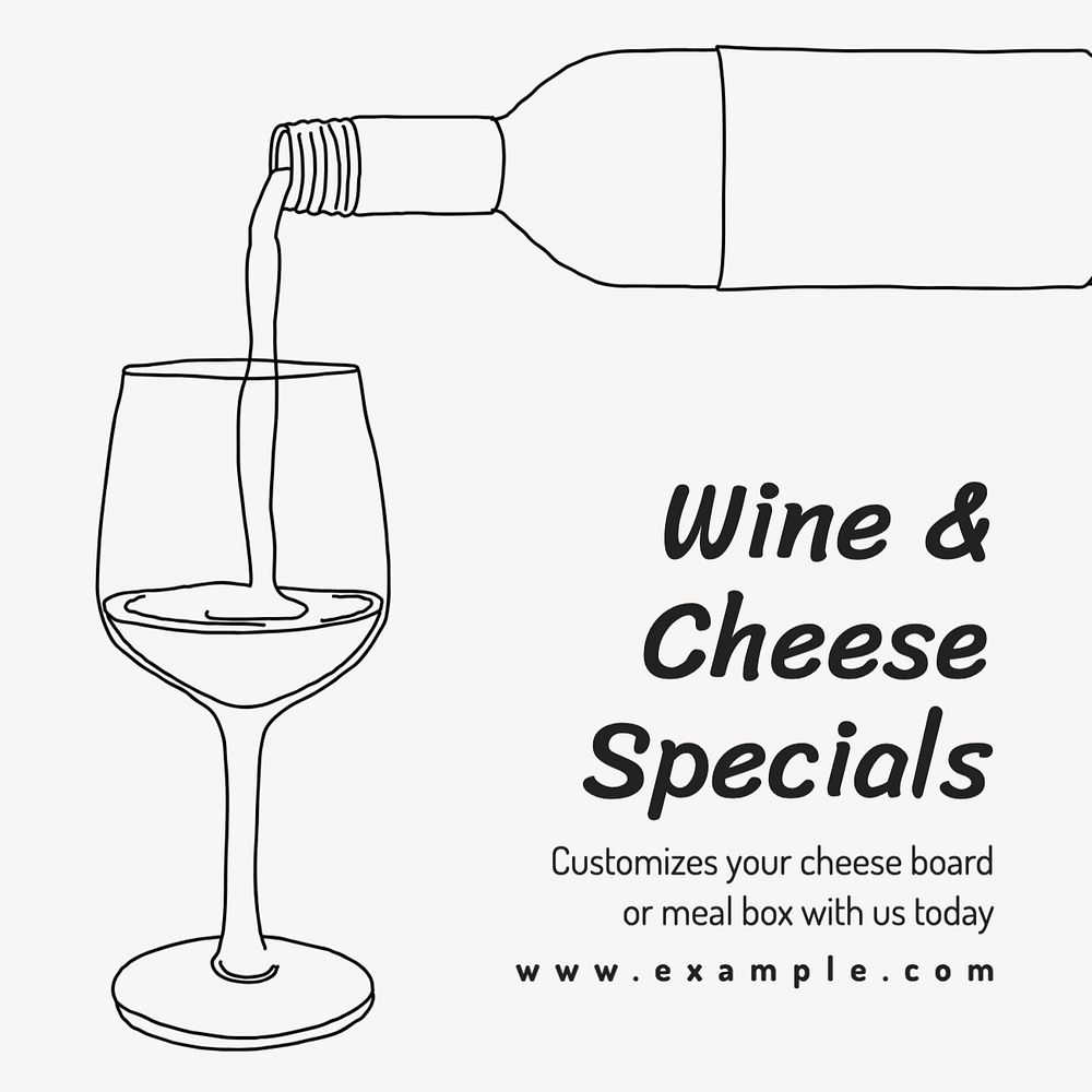 Wine, cheese special Instagram post template