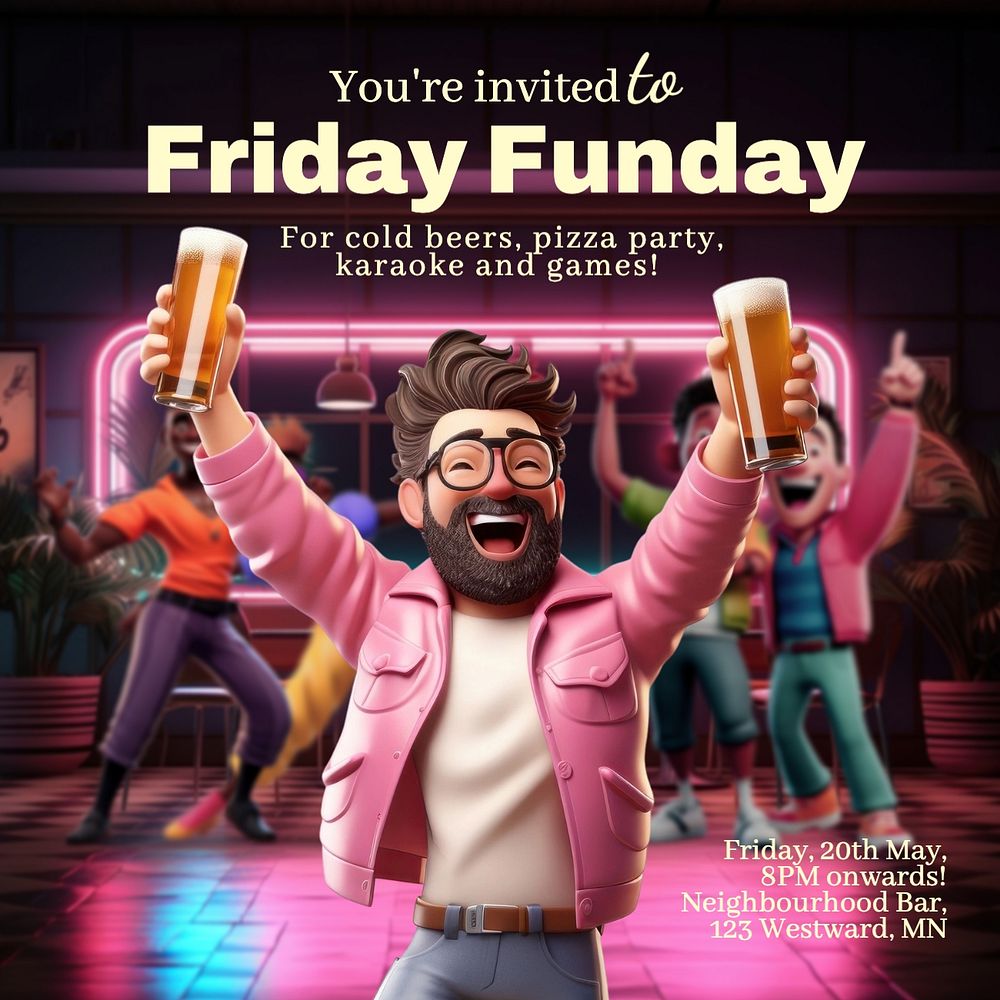 Tgif party invitation Instagram post template