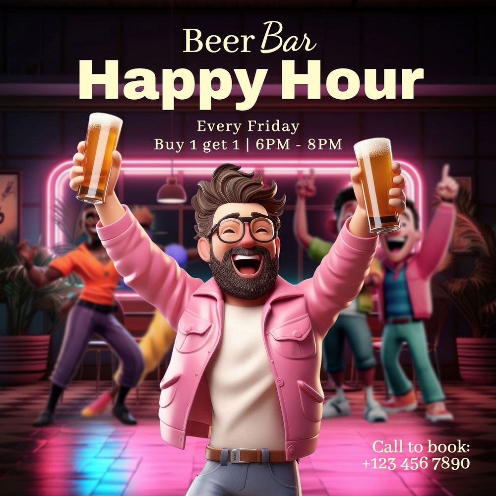 Beer happy hour Instagram post template