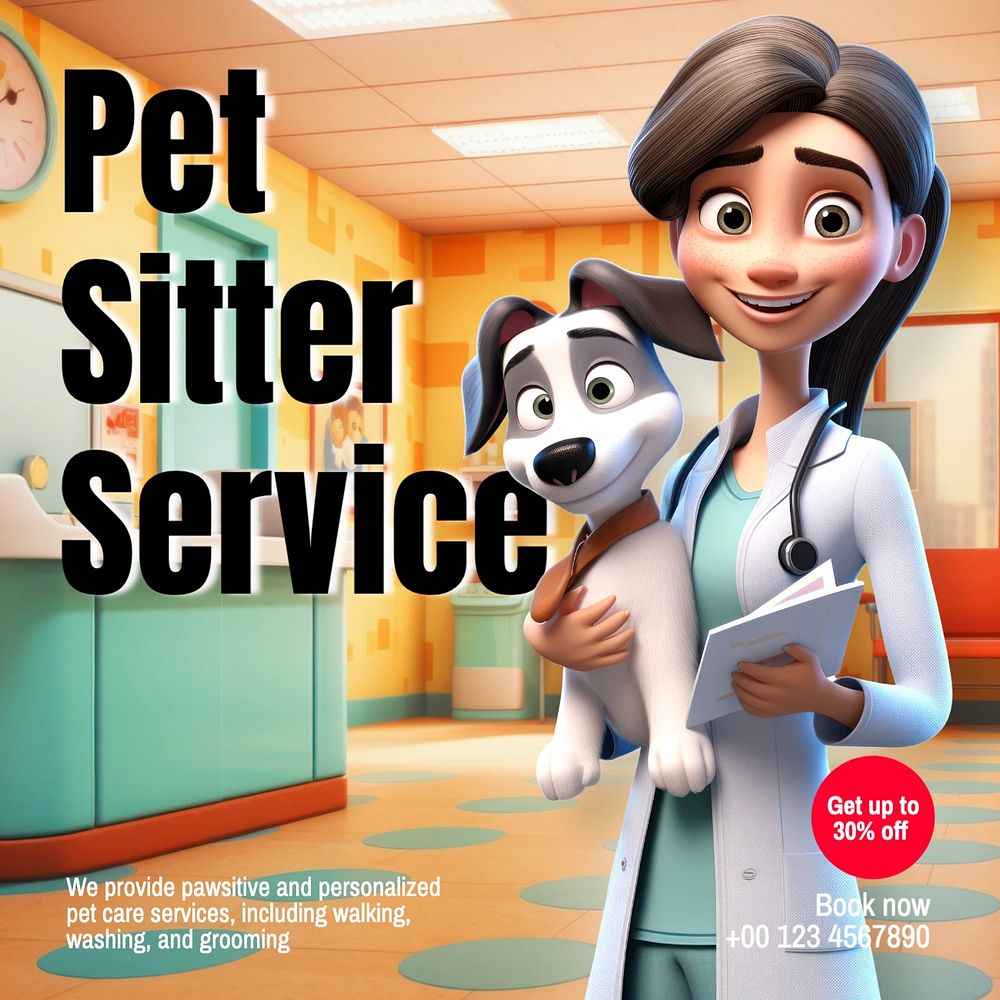 Pet sitter service Facebook post template