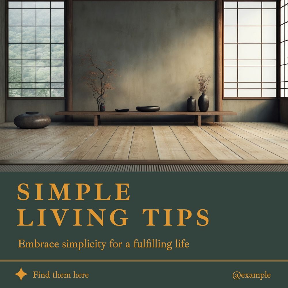 Simple living tips Instagram post template