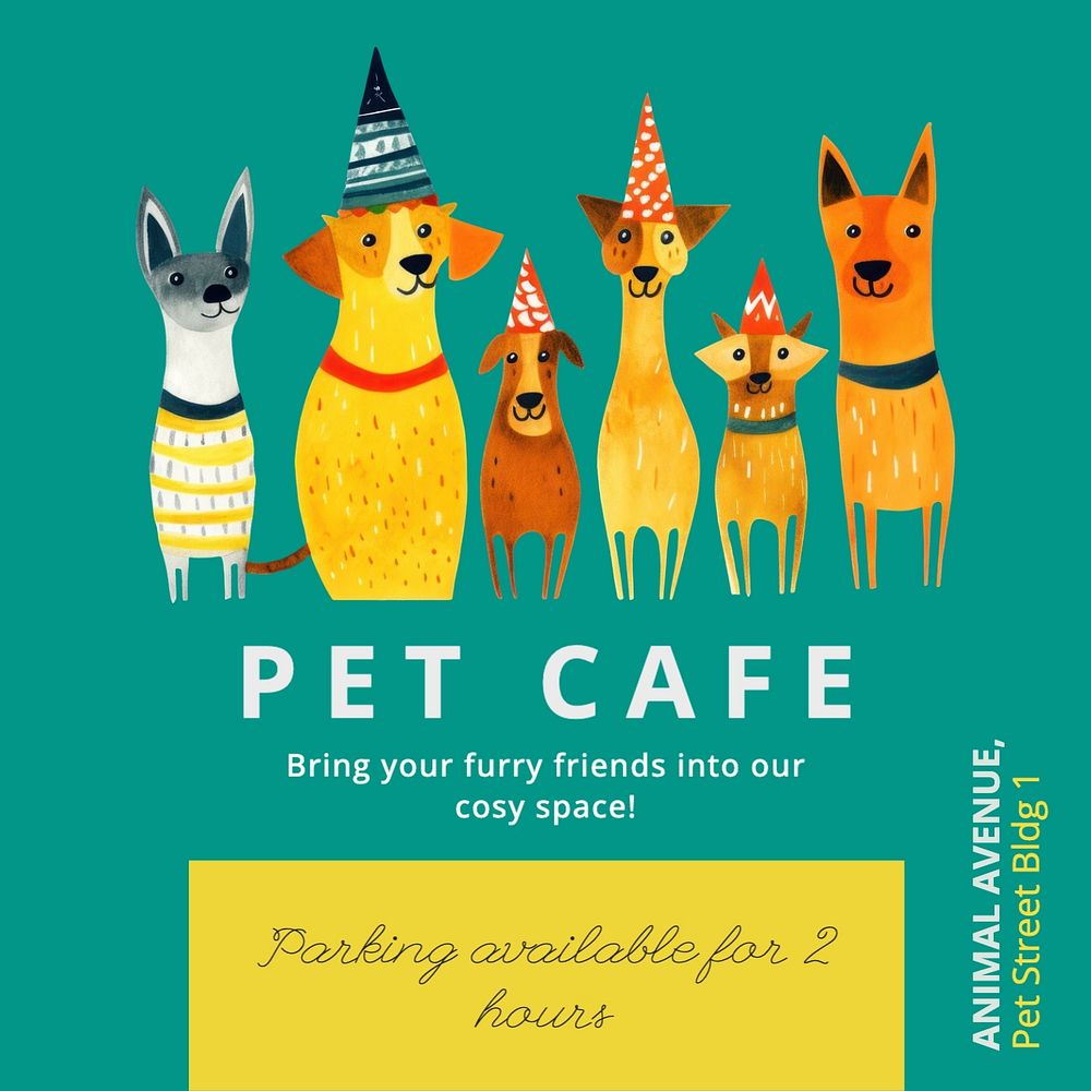 Pet cafe Facebook post template