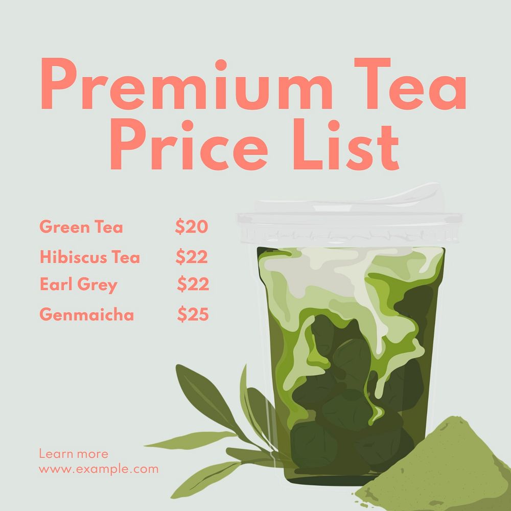 Premium tea price Instagram post template