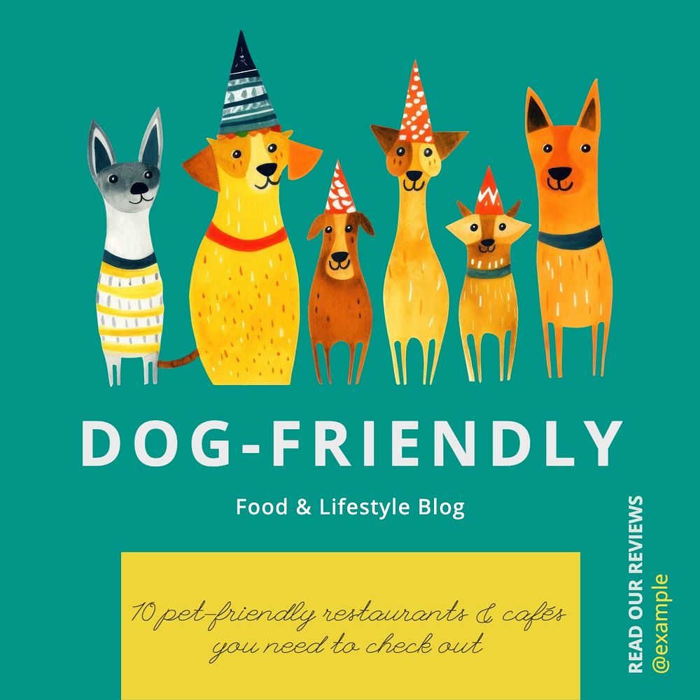 Dog & pet-friendly restaurants Facebook post template