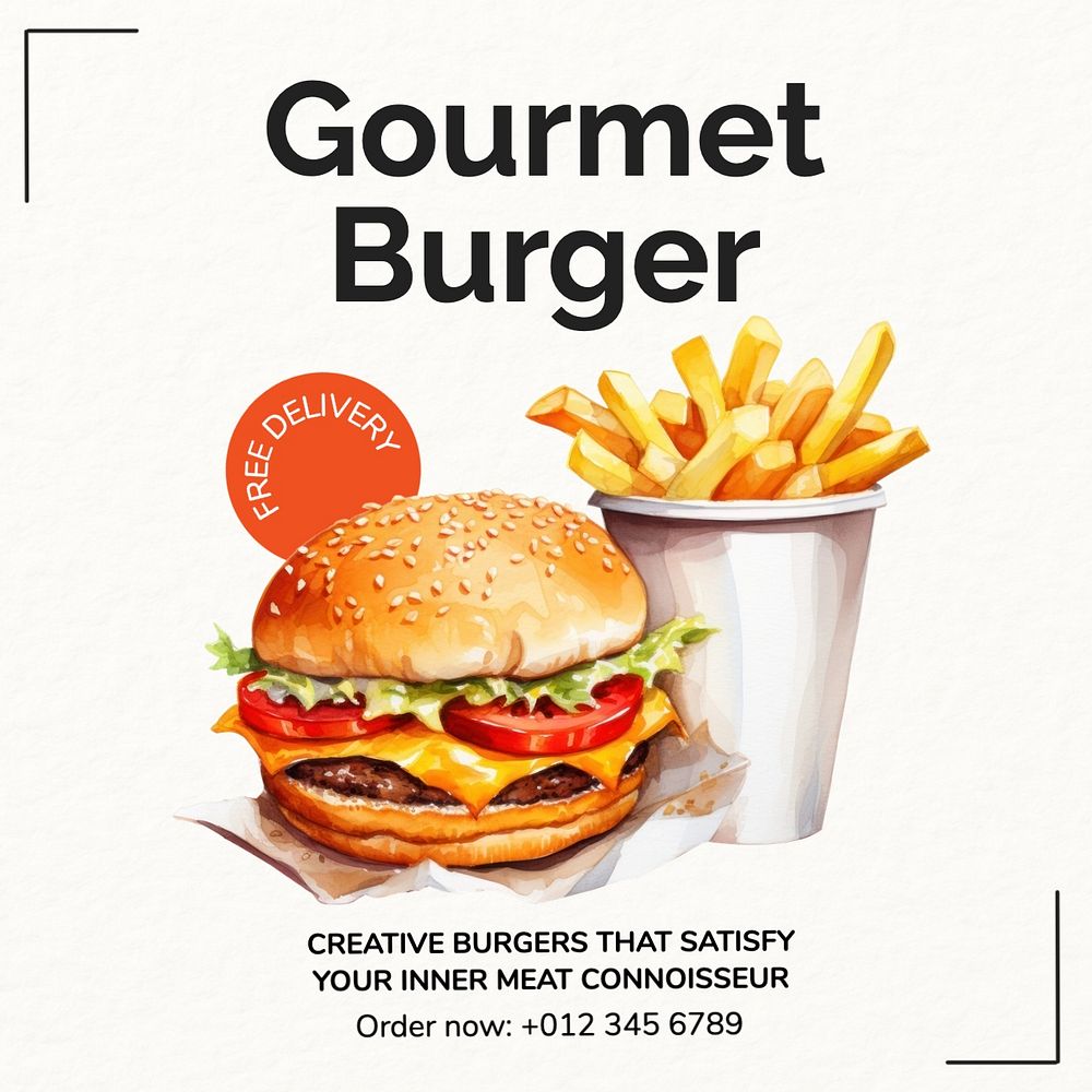 Gourmet burger Instagram post template