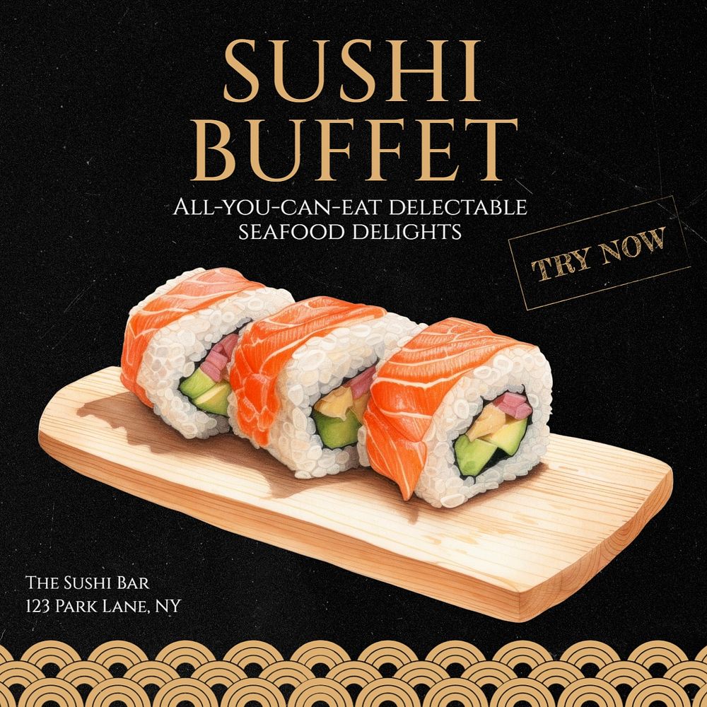 Sushi buffet Instagram post template