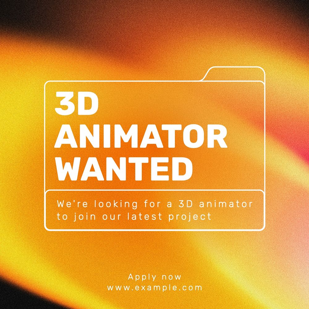 3D animator wanted Instagram post template