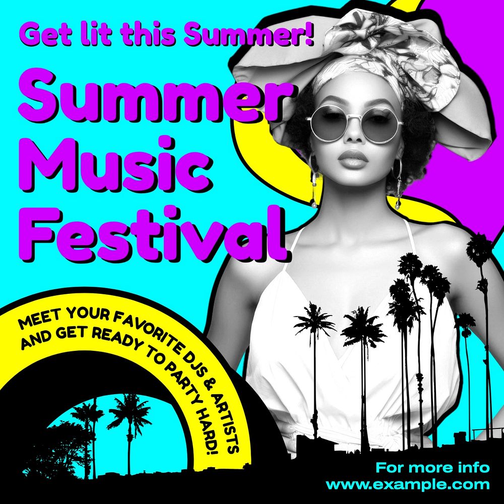 Summer music festival Instagram post template