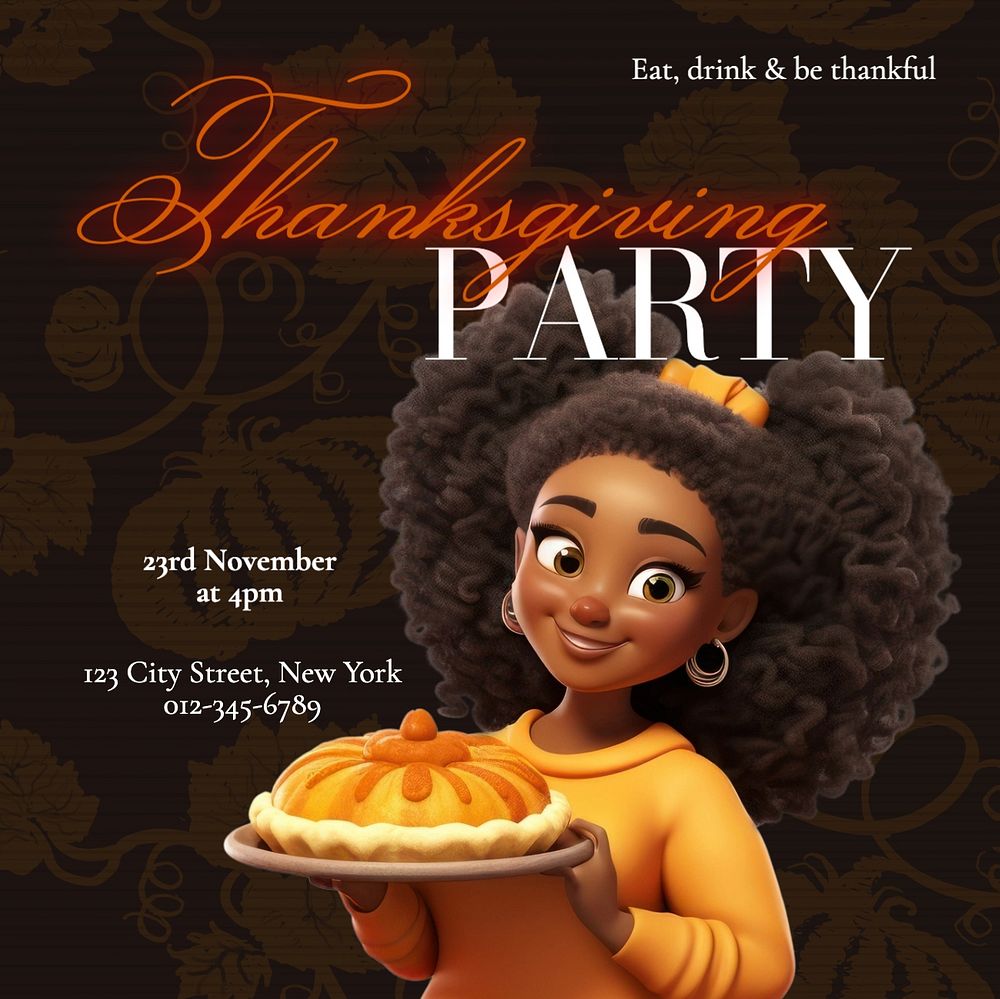 Thanksgiving party Instagram post template