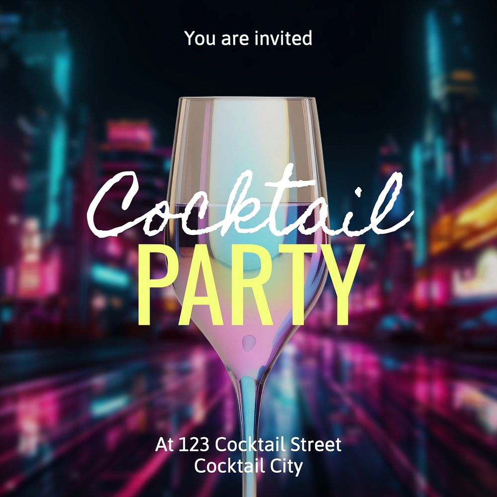 Cocktail party Instagram post template