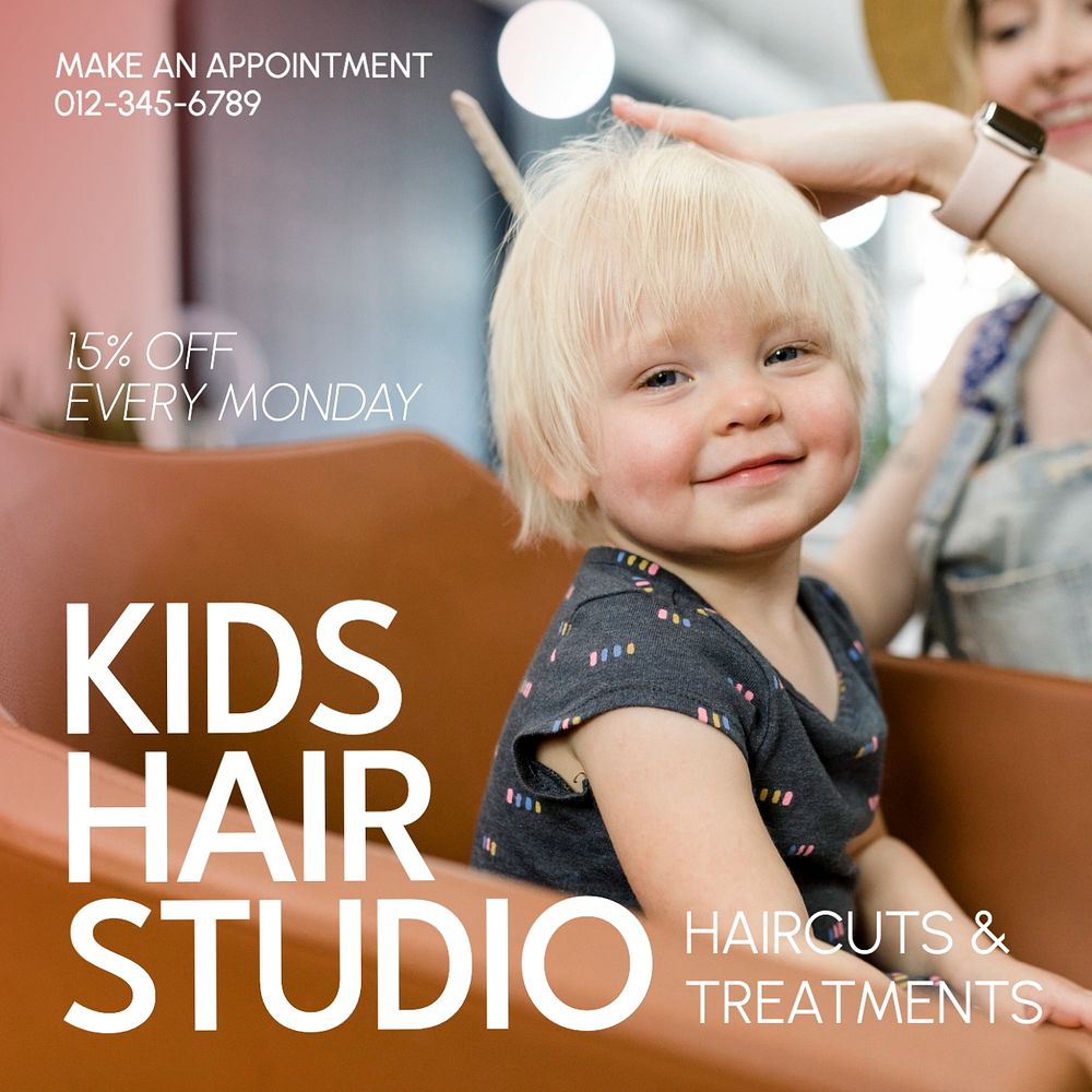 Kid's hair studio Facebook post template