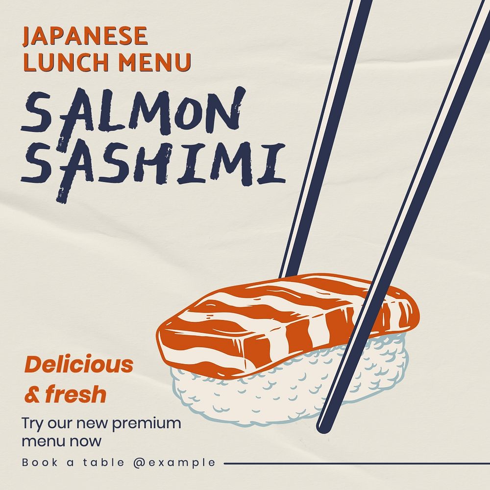 Japanese salmon sashimi Facebook post template