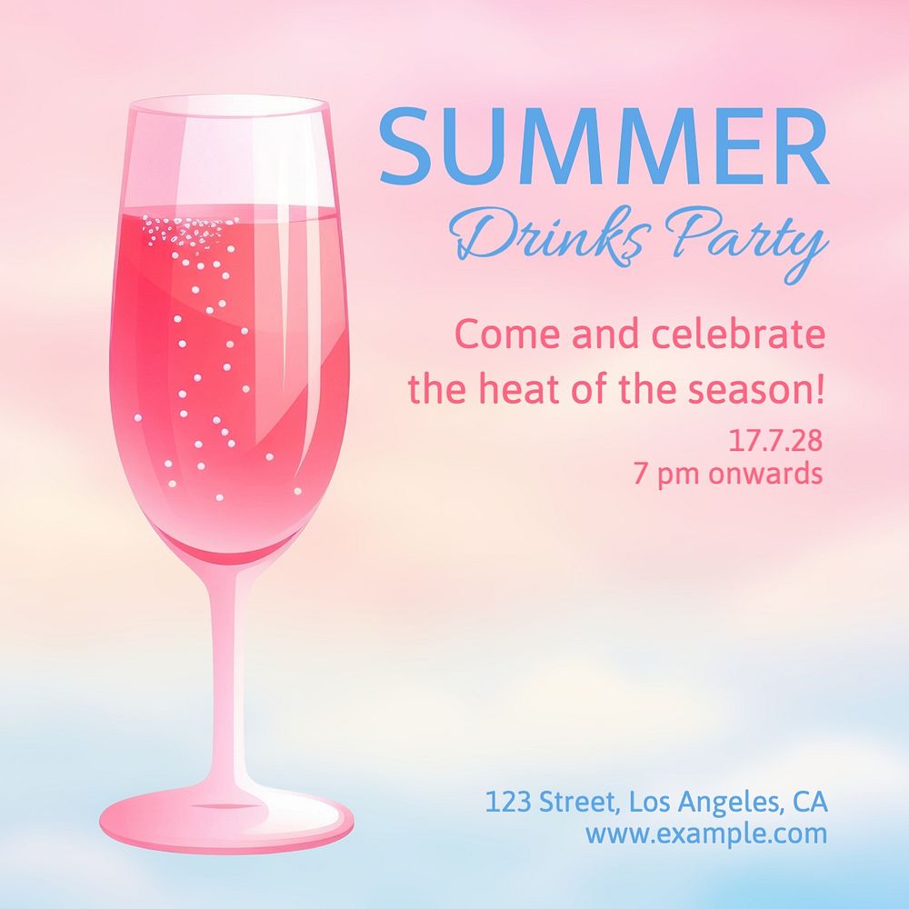 Summer drinks party Instagram post template