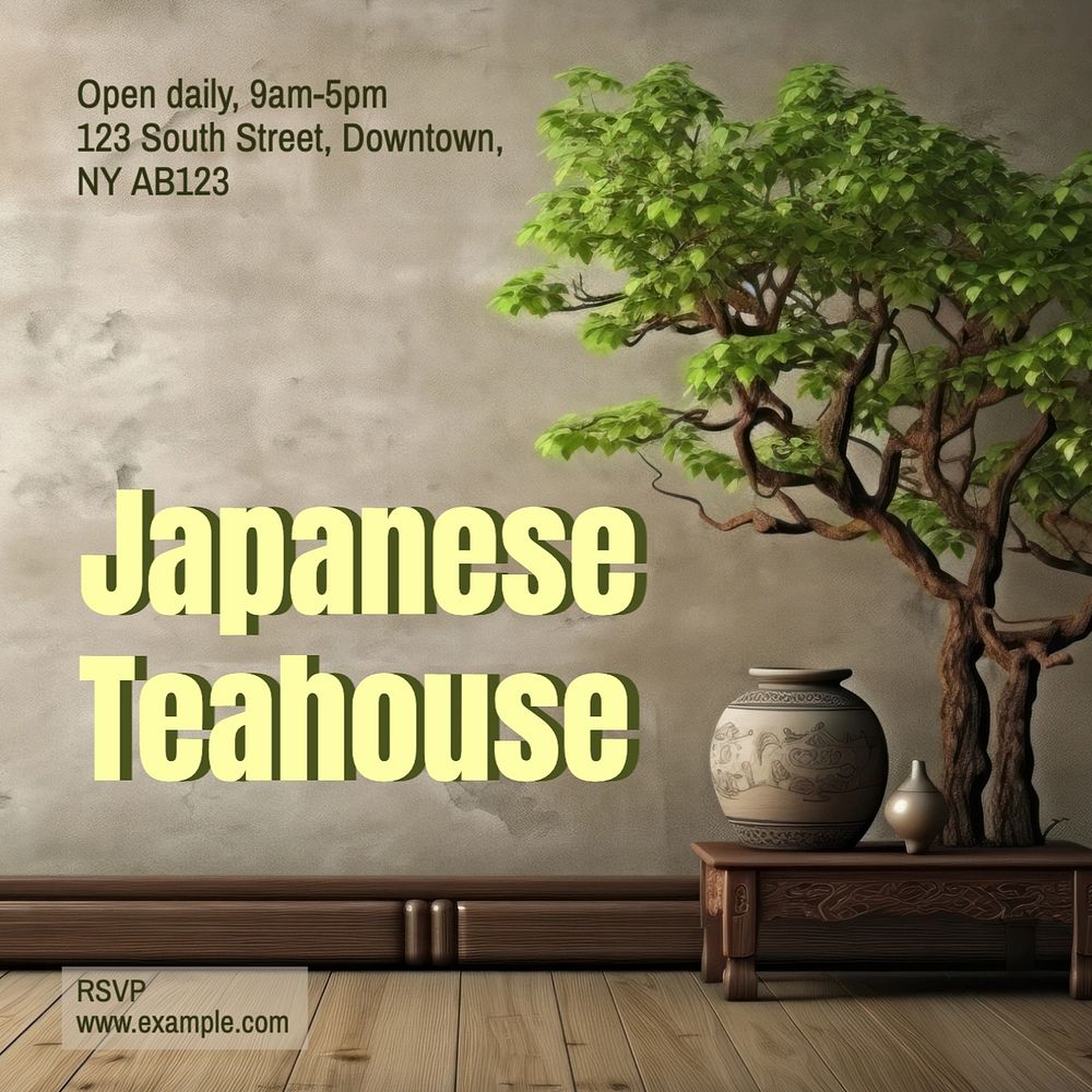 Japanese teahouse Facebook post template