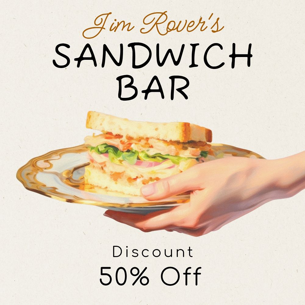 Sandwich bar Facebook post template