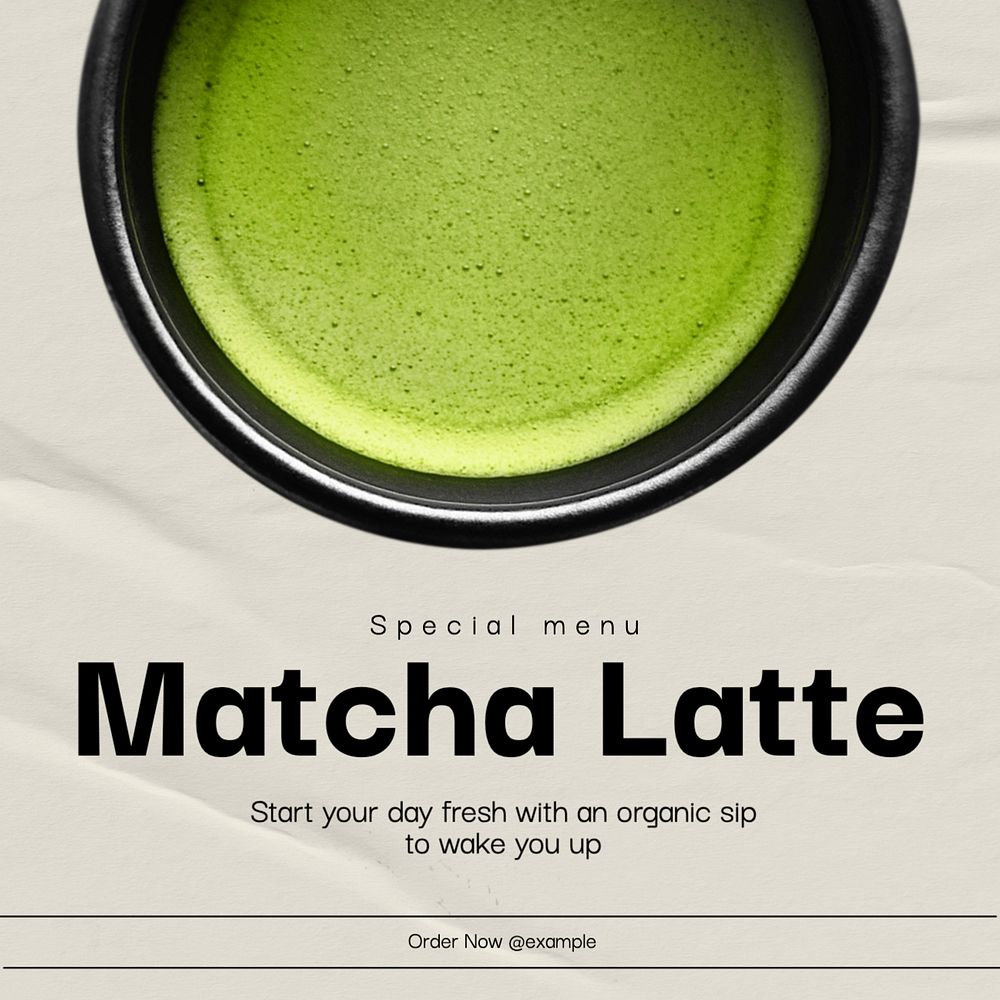 Matcha latte Facebook post template