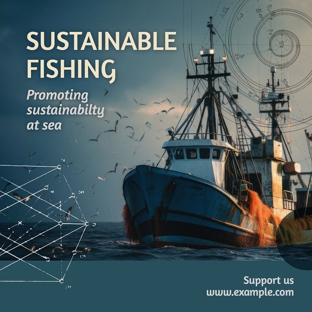 Sustainable fishing Facebook post template