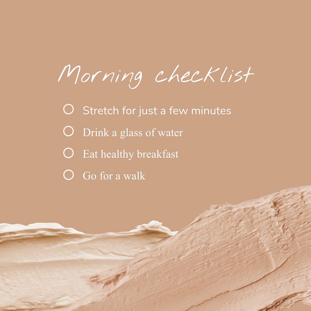 Editable instagram post with morning checklist 