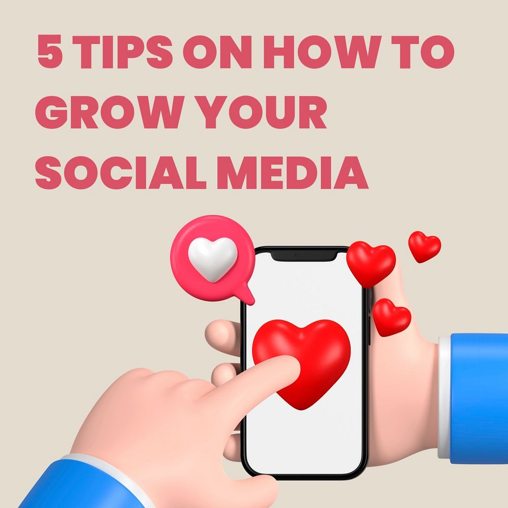 3D social media post template, editable cute design