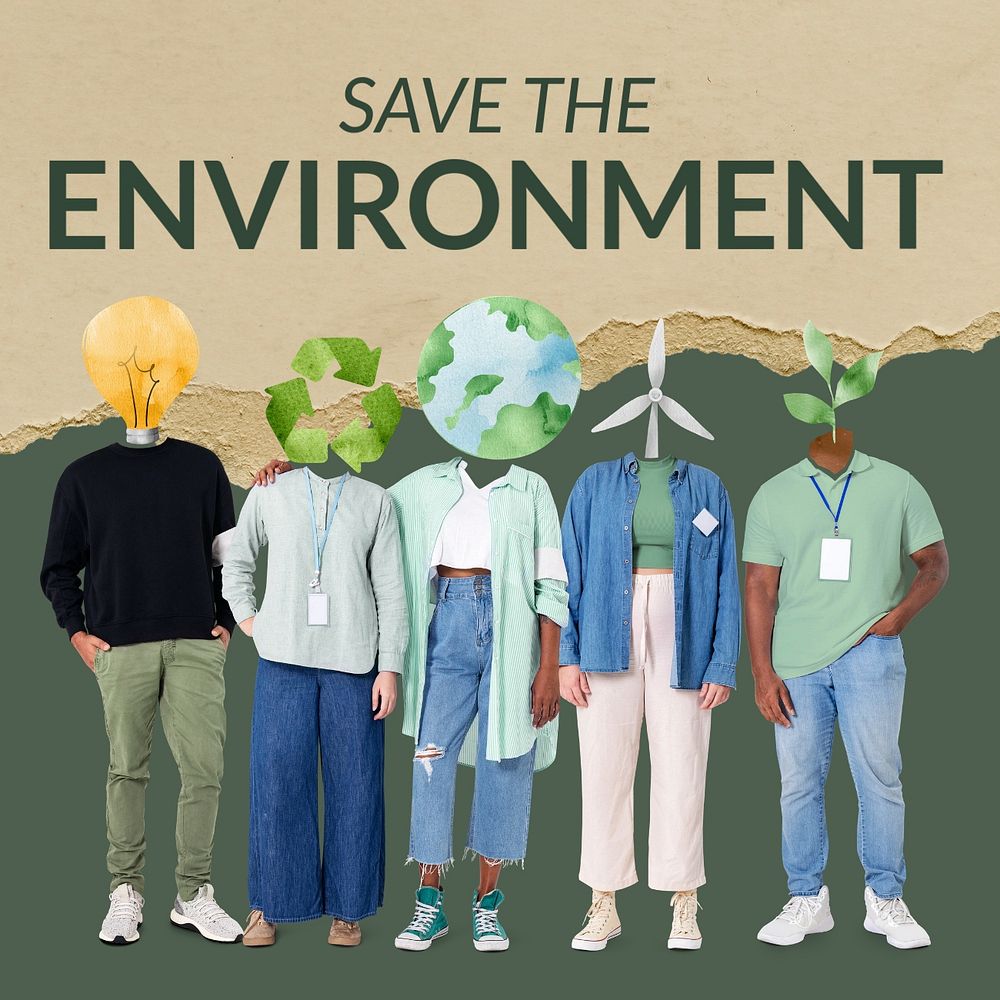 Environment Instagram post template, save the world remixed media 