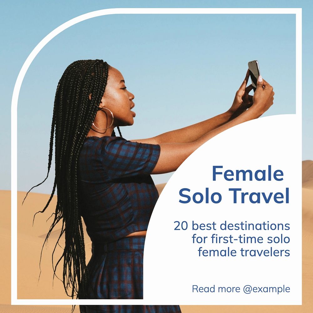 Female solo travel Instagram post template