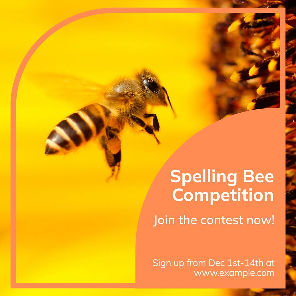 Spelling bee competition Instagram post template