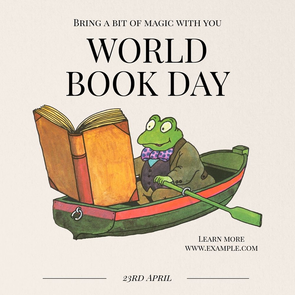 World book day Instagram post template, editable text