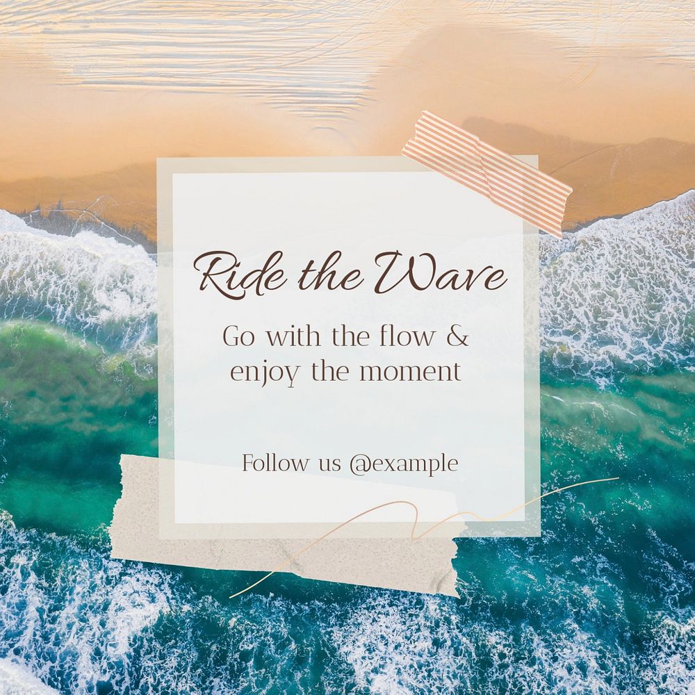 Ride the wave Instagram post template, editable text