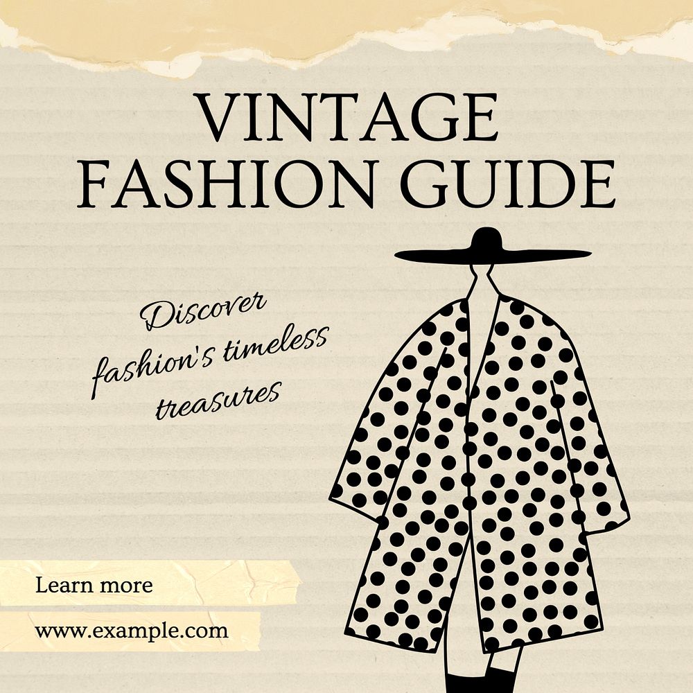 Vintage fashion guide Instagram post template