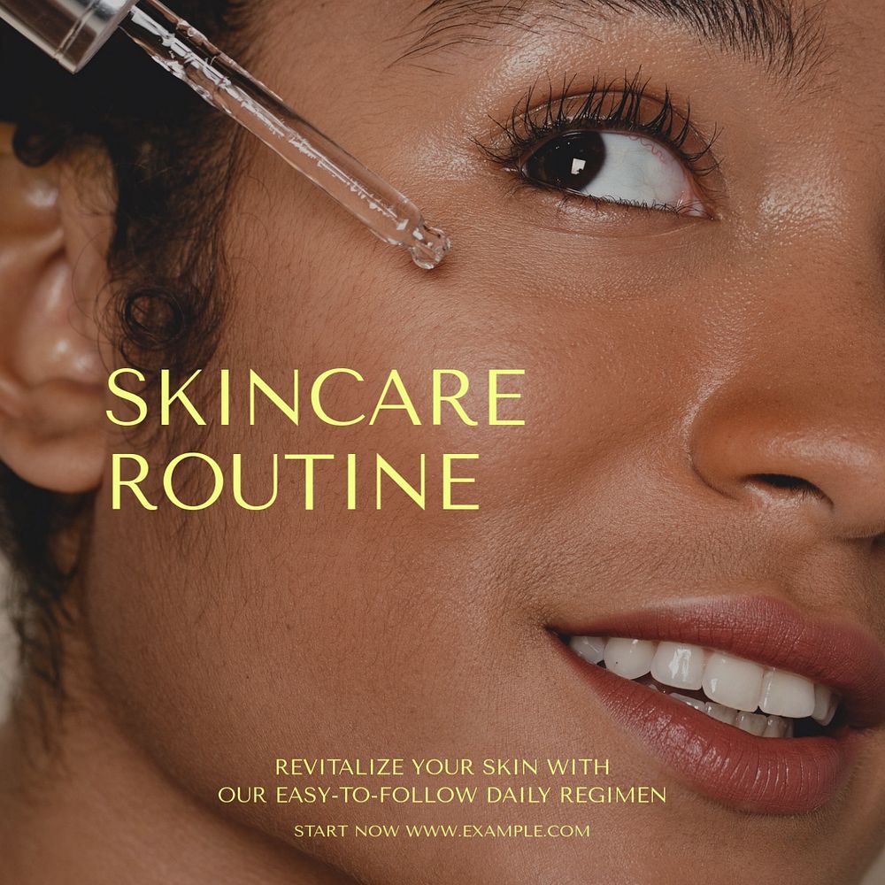 Skincare routine Instagram post template, editable text