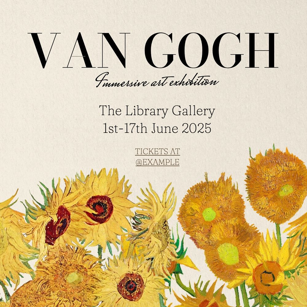 Van Gogh exhibition Instagram post template