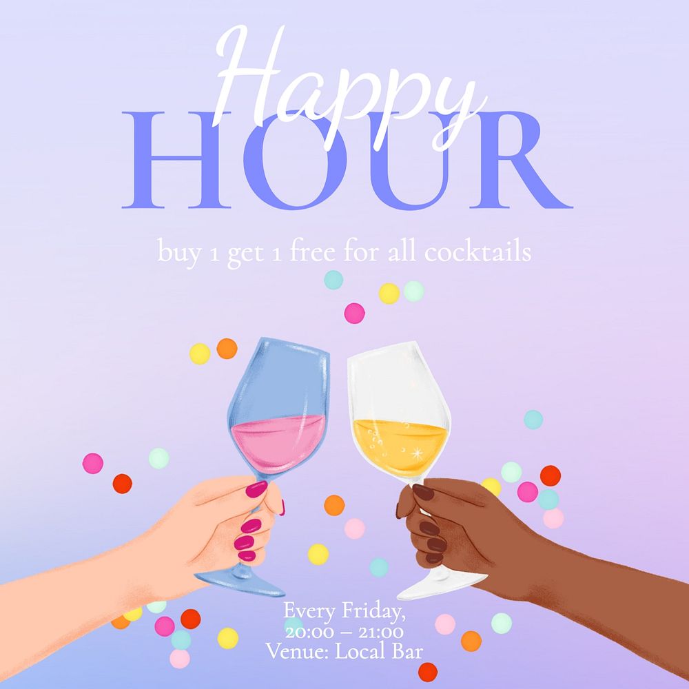 Happy hour Instagram post template