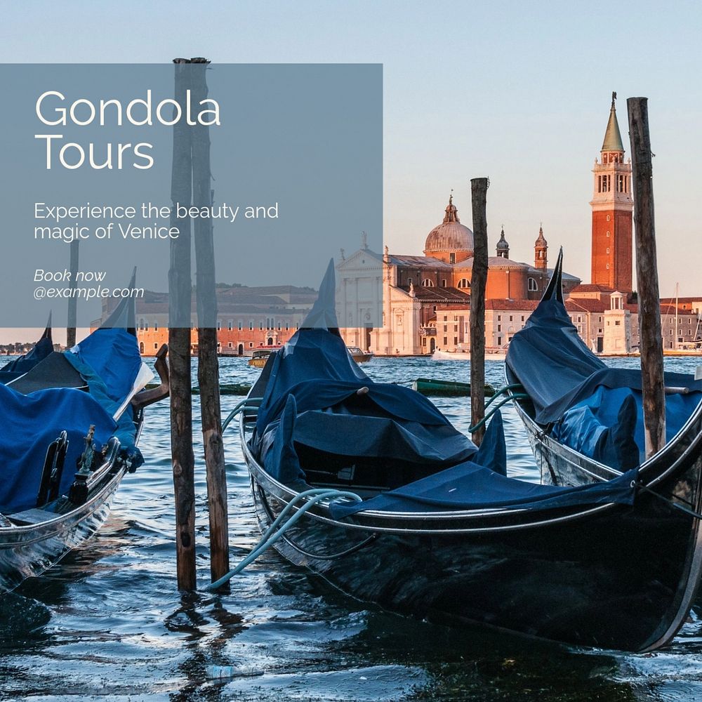 Gondola tours Instagram post template, editable design