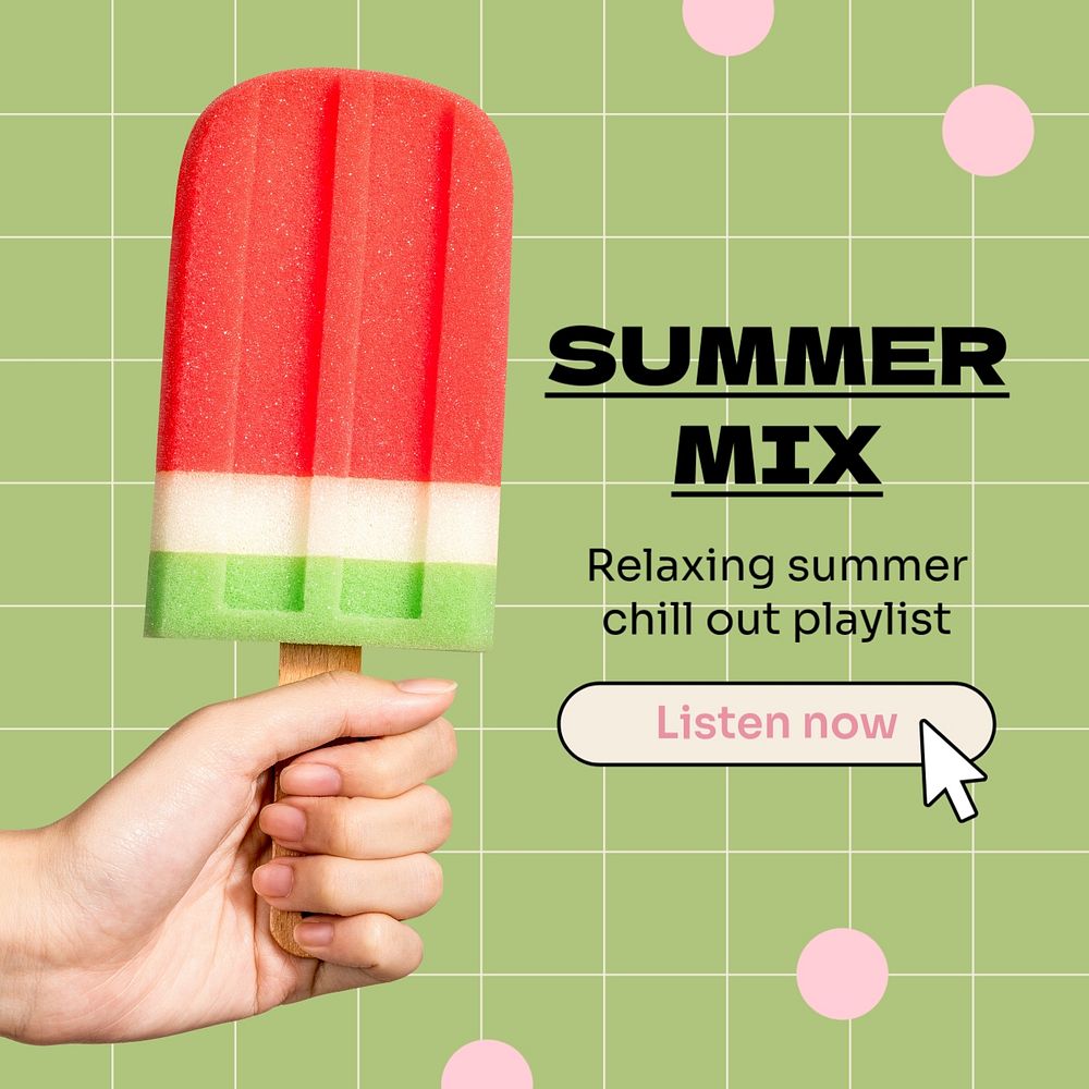 Summer mix Instagram post template, editable text