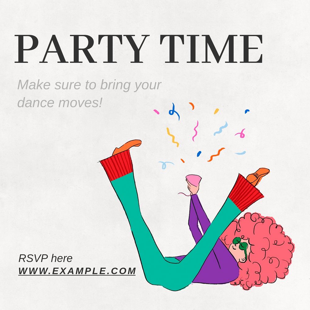 Party time Instagram post template, editable text