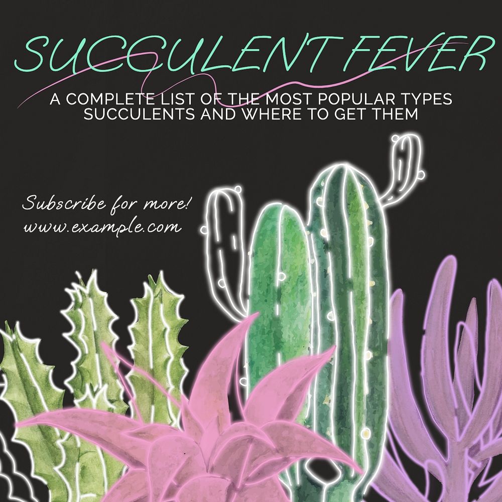 Succulent fever Facebook post template