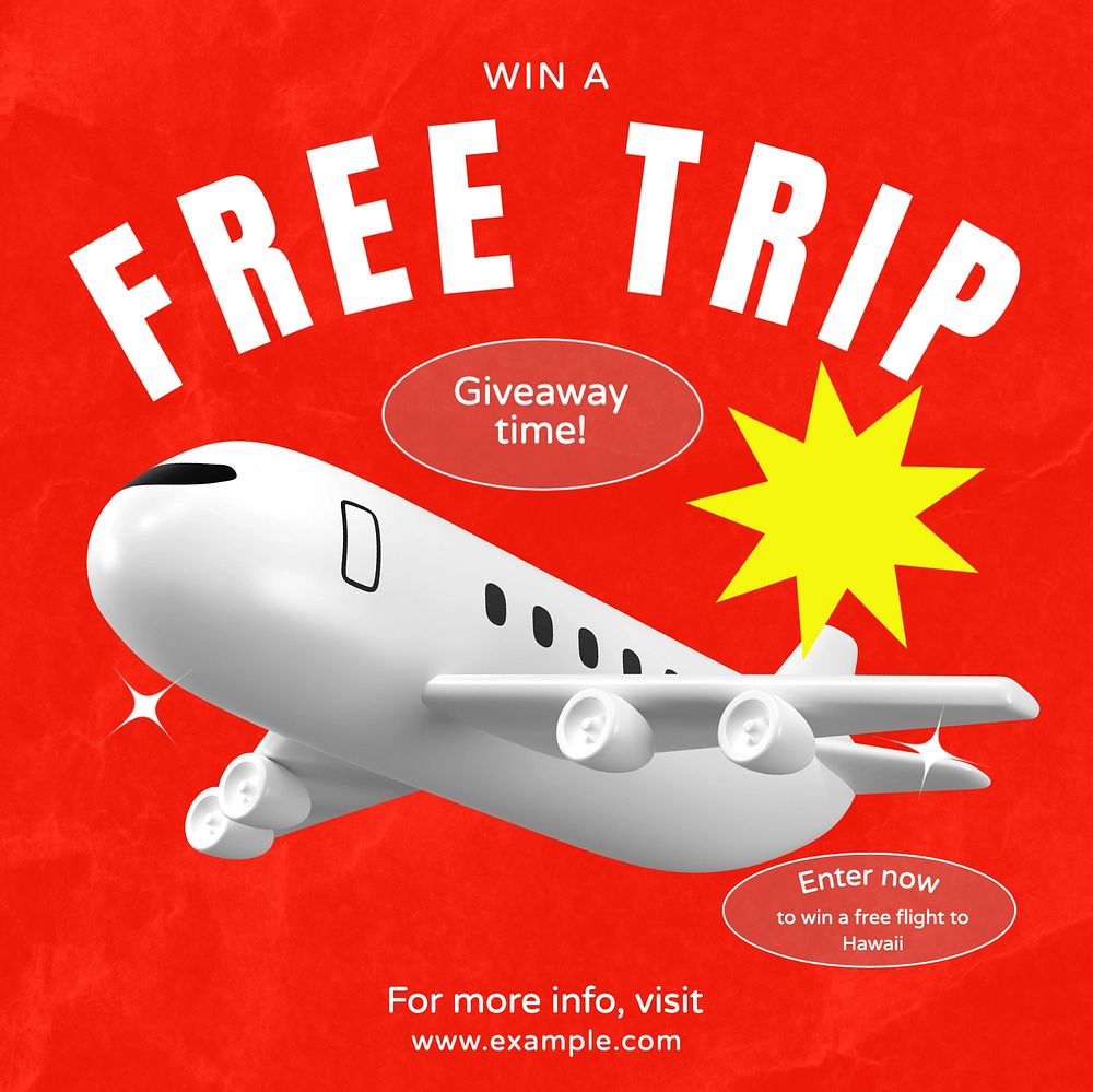 Free trip, giveaway Instagram post template