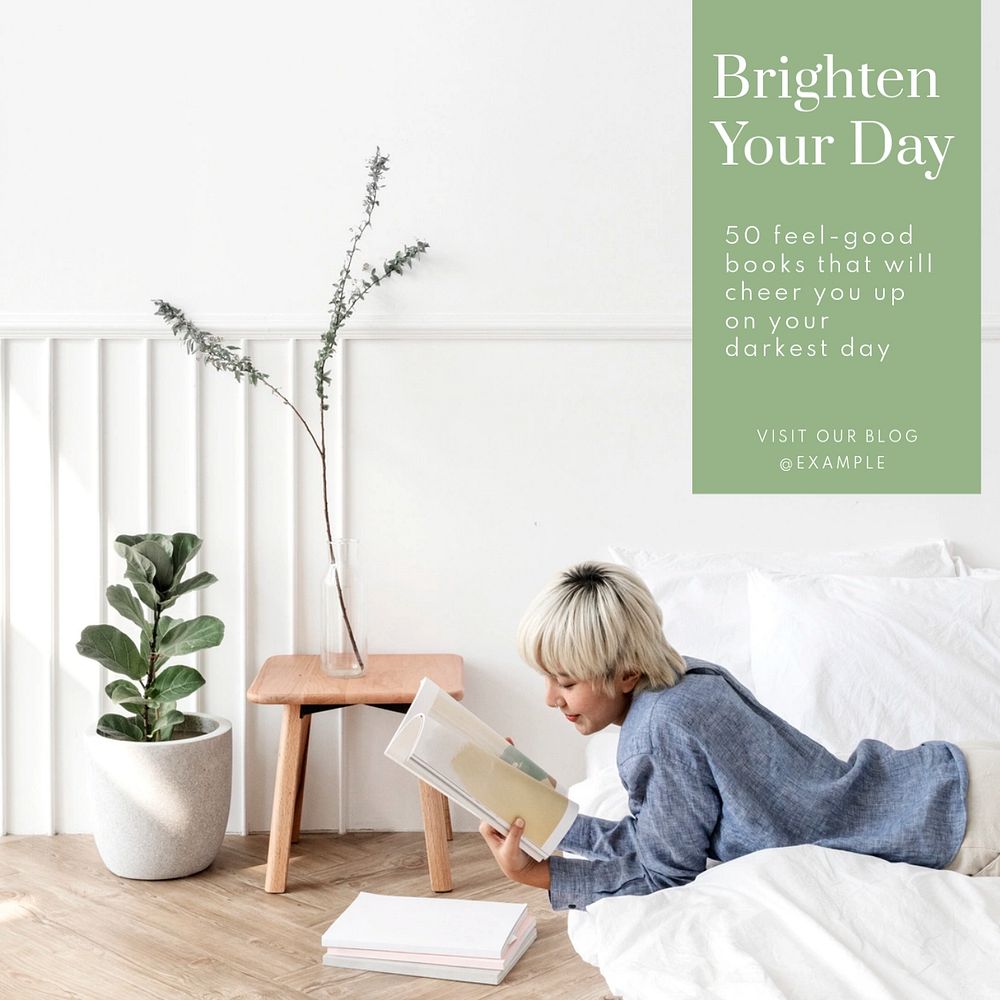 Books recommendation Instagram post template, editable text