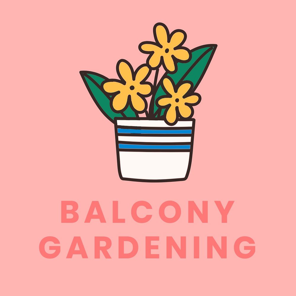 Balcony gardening Facebook post template, cute lifestyle