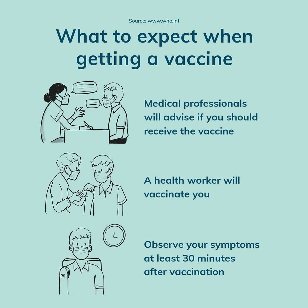 COVID-19 vaccine guidance Facebook post template, editable text