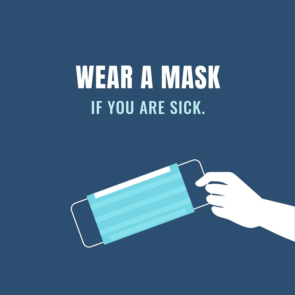 Wear mask Instagram post template, editable design