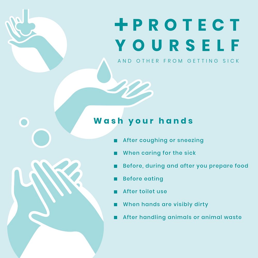 Covid-19 prevention Instagram post template, editable design