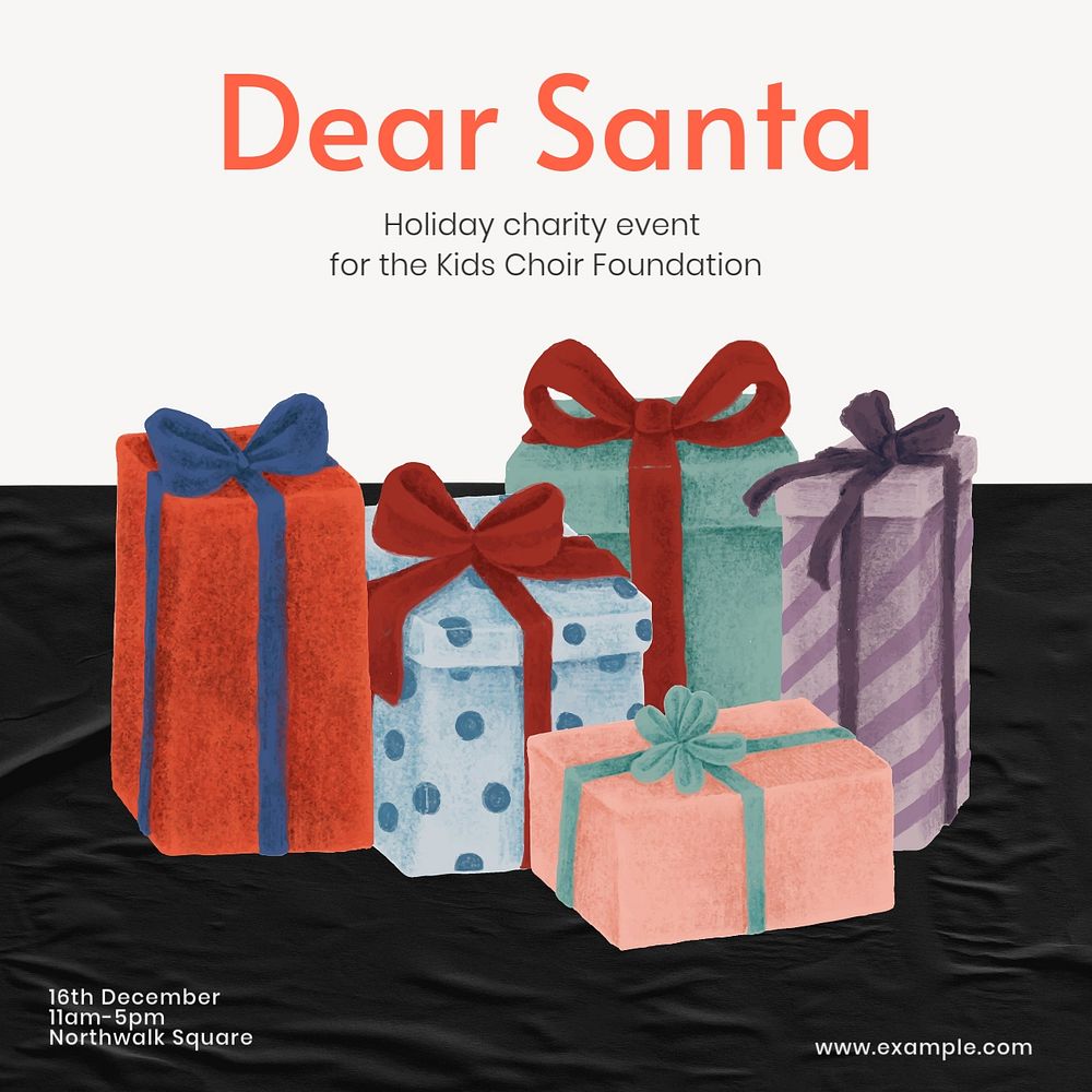 Dear Santa Facebook ad template, editable text & design