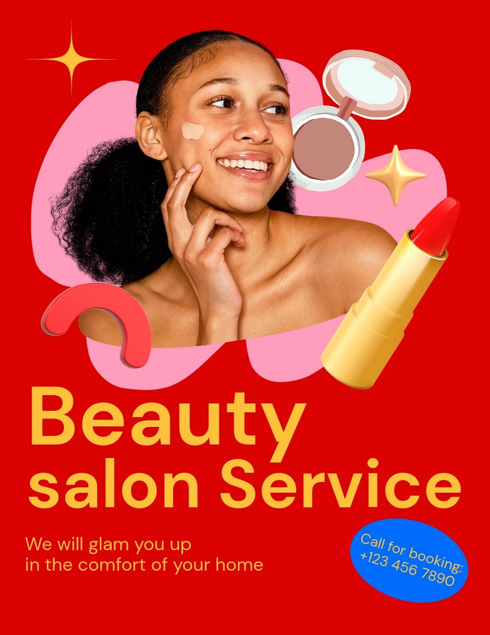 Beauty salon service, editable flyer template for branding