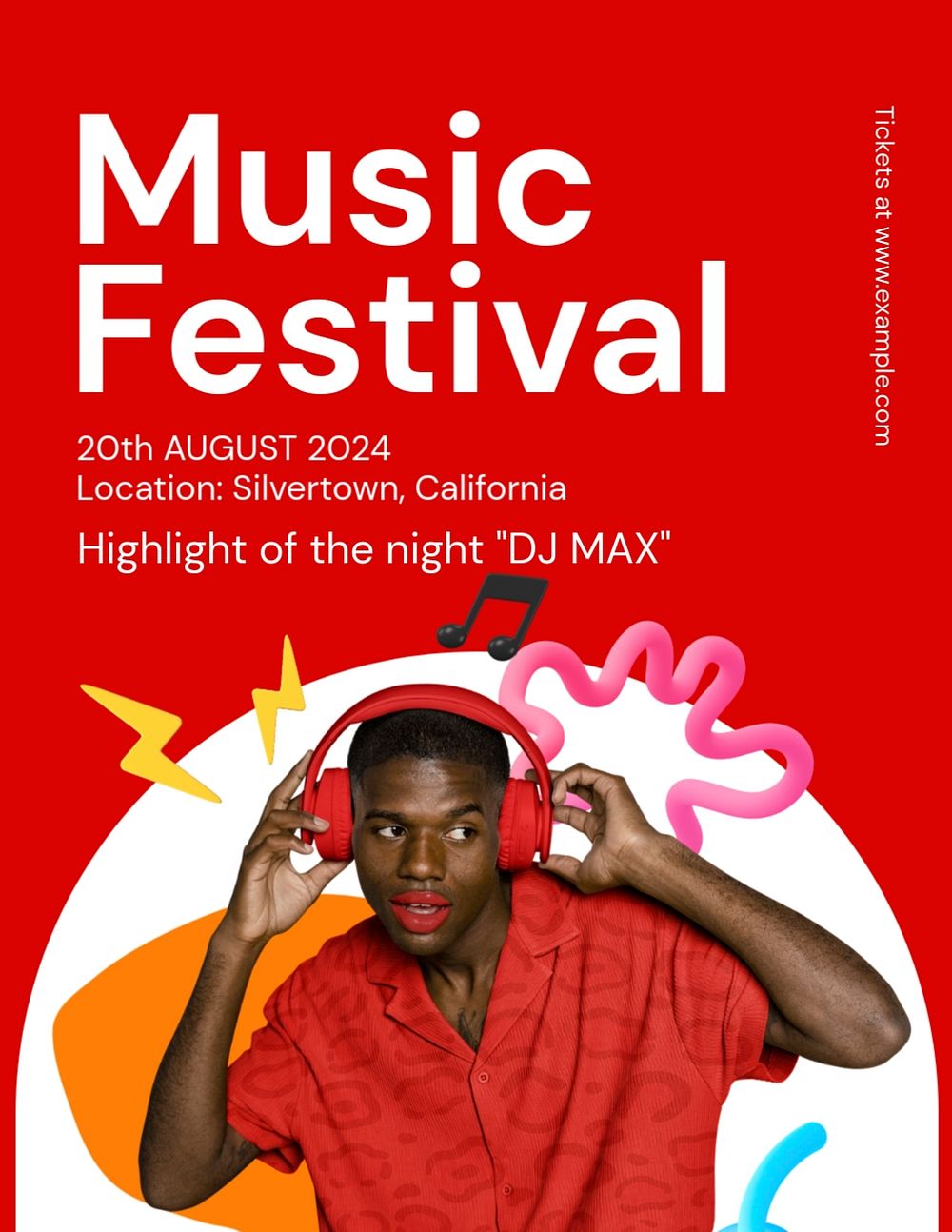 Music festival, editable flyer template for branding